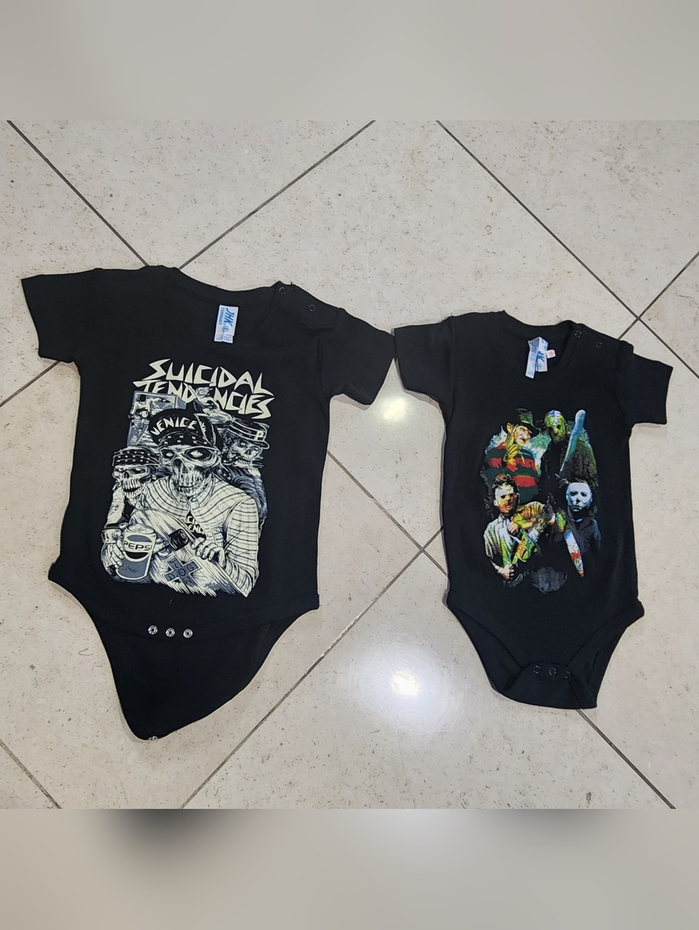 Baby Onesie 1 Piece Outfits Horror Punk 2 Lot Suicidal Tendencies Freddy Jason
